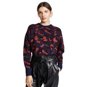 Joie Brycen Sweater Midnight Camo Wool Red Blue L